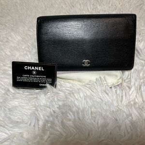 CHANEL Leather Long Wallet